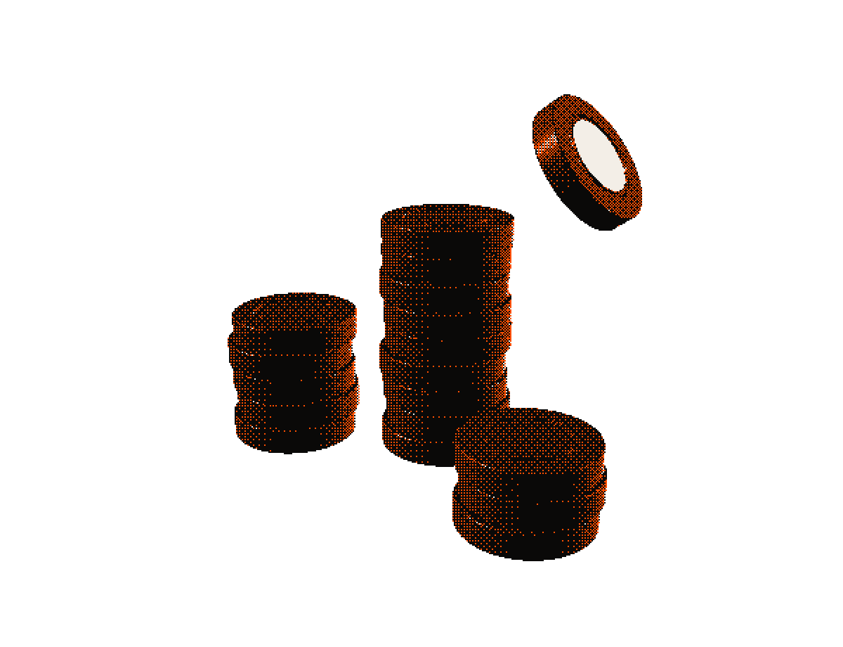 Dithered render of stacked tokens
